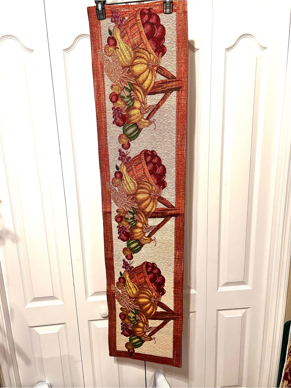 Harvest Cornucopia/Apples Tapestry Table Runner - 12 3/4" x 54"-Fall/Autumn